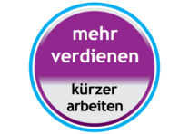 Verdi-Kampagne: 'Mehr verdienen, kürzer arbeiten'. Verlinkt auf die Informationsseite 'Mehr Gehalt in der Pflege'.
